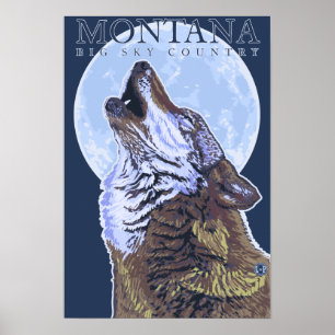 Montana -- Big Sky CountryHowling Wolf Poster