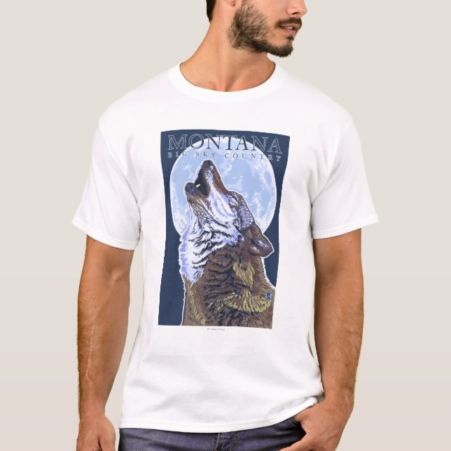 Montana -- Big Sky CountryHowling Wolf T-Shirt (Front)
