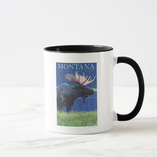 Montana -- Big Sky CountryMoose in Moonlight Mug (Right)