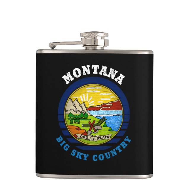 MONTANA BIG SKY STATE FLAG HIP FLASK (Front)