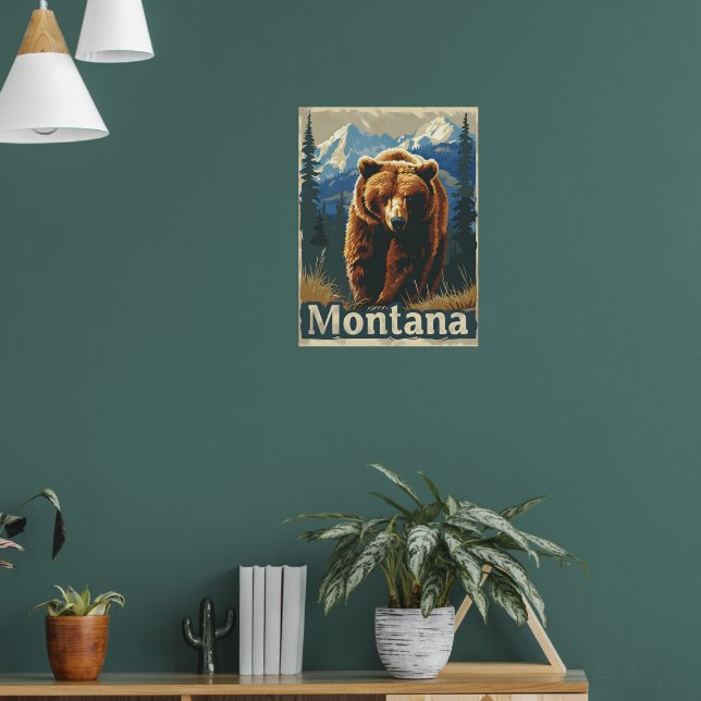 Montana Brown Bear Grizzly Poster (Living Room 1)
