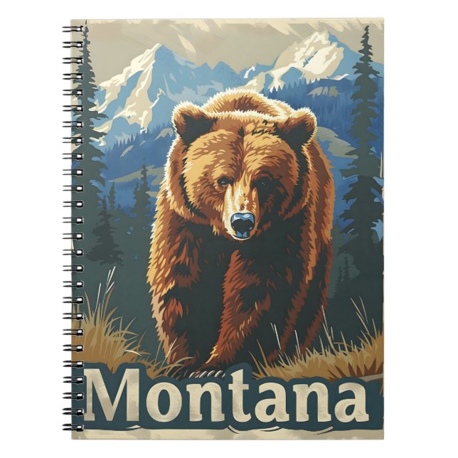 Montana Brown Bear Vintage Notebook (Front)