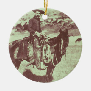 Montana Cowboy, c.1880 (b/w photo) Ceramic Tree Decoration