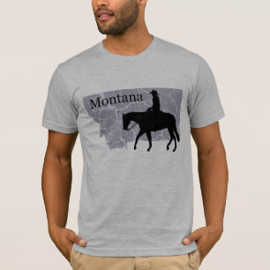 Montana Cowboy Grunge Map Mens Grey T-shirt