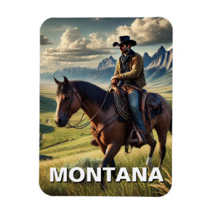 Montana Cowboy on a horse Magnet
