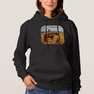 Montana Cowgirl on Cattle Horse Hoodie