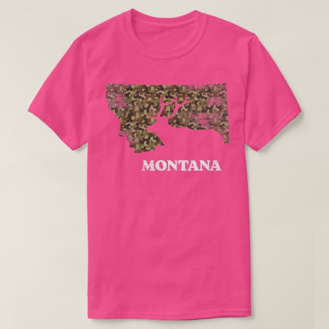Montana Elk Deer Hunting Camouflage Montana Hunter T-Shirt (Design Front)