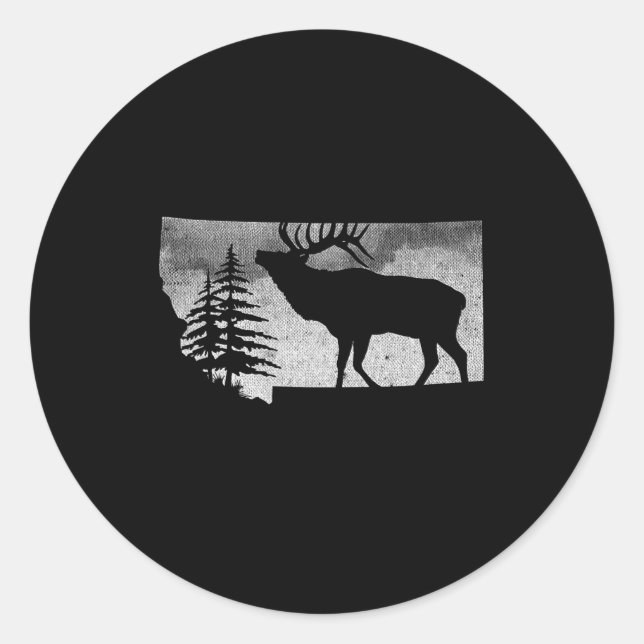 Montana Elk Hunter  Classic Round Sticker (Front)