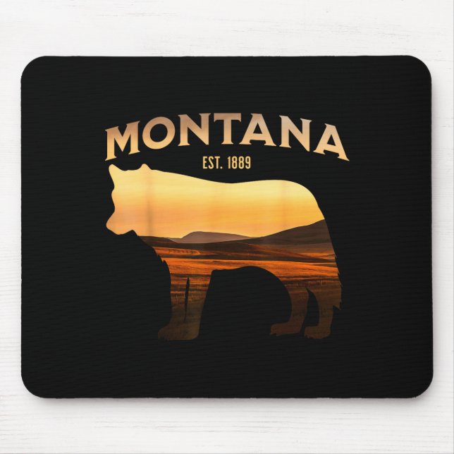 Montana Est 1889 Wolf Scenic Wilderness View Mouse Pad (Front)