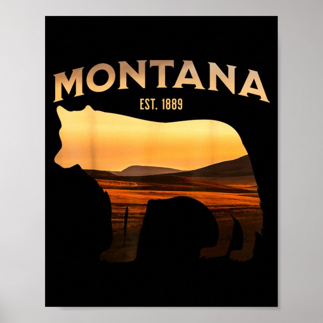 Montana Est 1889 Wolf Scenic Wilderness View Poster (Front)