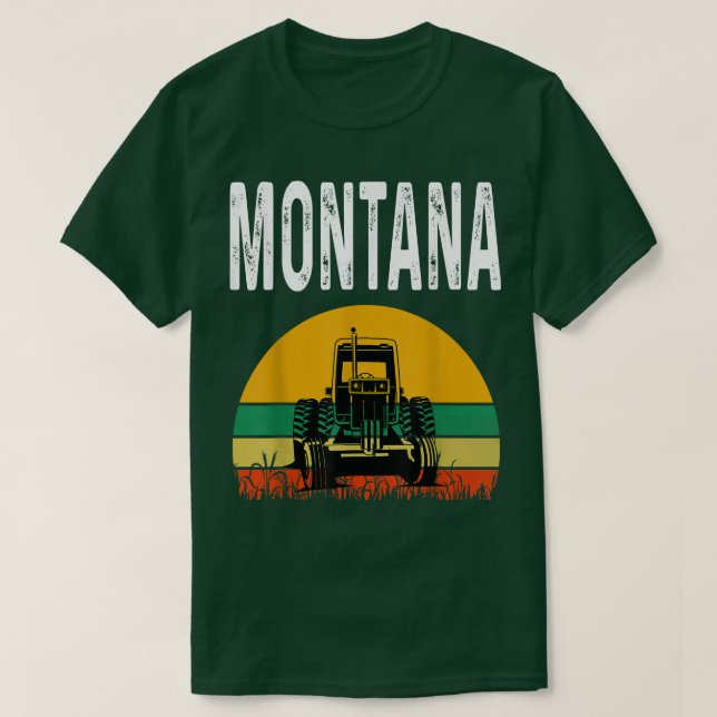 Montana Farmer Wheat Grain Farming Tractor Lover R T-Shirt (Design Front)
