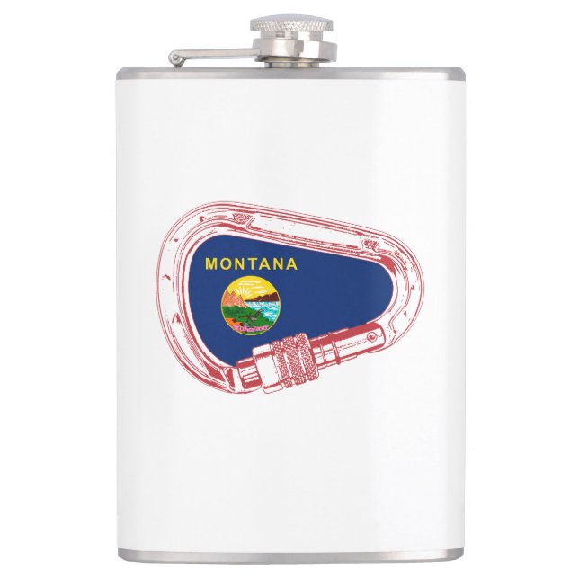 Montana Flag Climbing Carabiner Hip Flask (Front)
