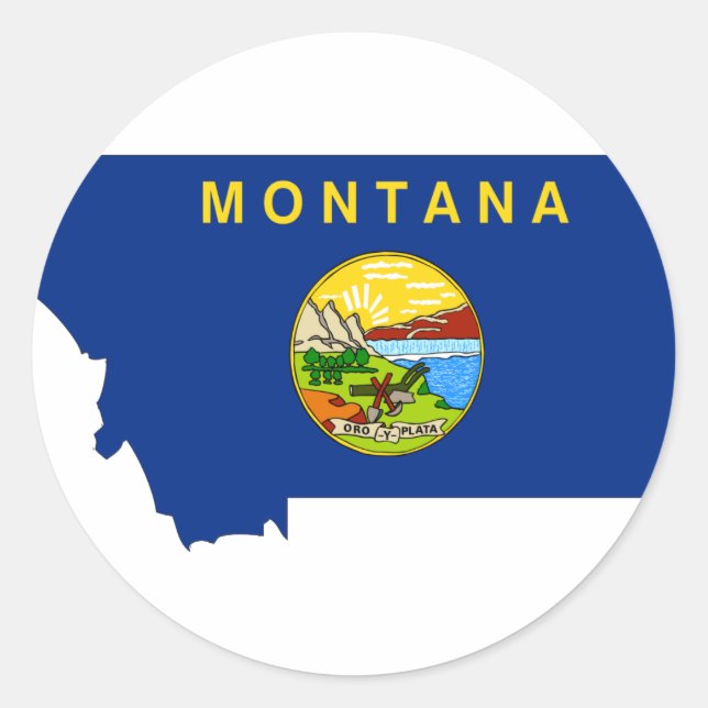 Montana Flag Map Classic Round Sticker (Front)
