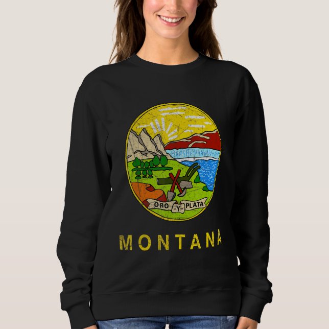 Montana Flag State Vintage Style Sweatshirt (Front)