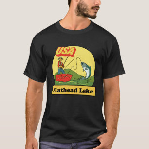 Montana Flathead Lake USA Retro Fishing T-Shirt