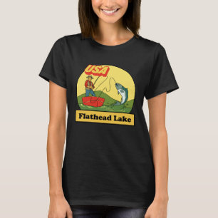 Montana Flathead Lake USA Retro Fishing T-Shirt