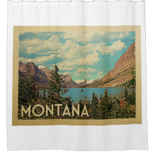 Montana Glacier Park Vintage Travel Shower Curtain