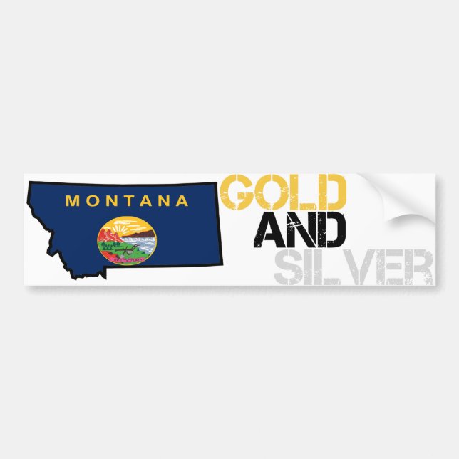 Montana Gold and Silver Bumper Sticker (Front)