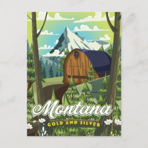 Montana "Gold and Silver" travel poster Holiday Postcard