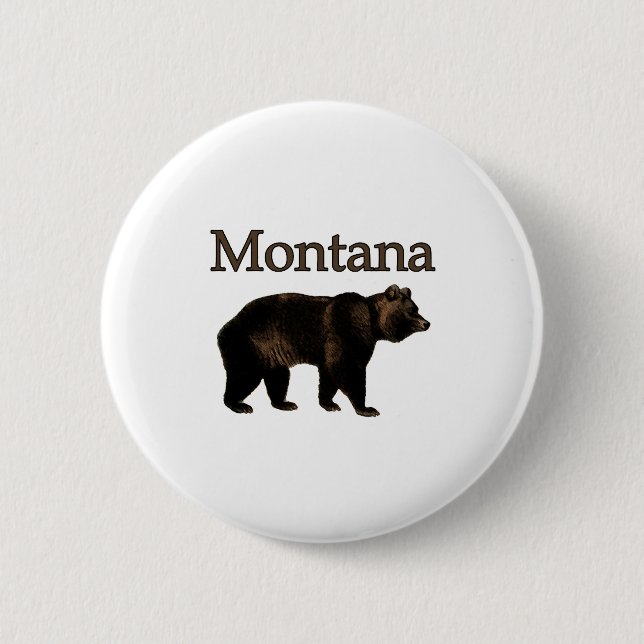 Montana Grizzly Bear 6 Cm Round Badge (Front)