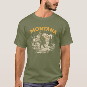 Montana Hiking Bigfoot Nighttime Stroll Mountains T-Shirt
