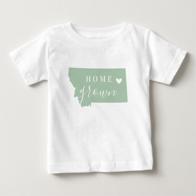 Montana Home Grown | Editable Colours State Map Baby T-Shirt (Front)