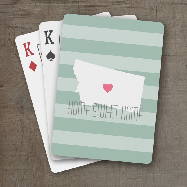 Montana Home State Love with Custom Heart Playing Cards (Personalized Playing Cards with a State Map, Movable Heart and Name)