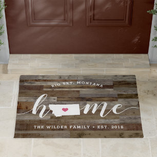 Montana Home State Personalised Wood Look Doormat