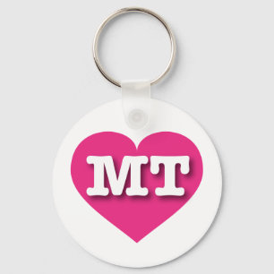 Montana Hot Pink Heart - I love MT Key Ring