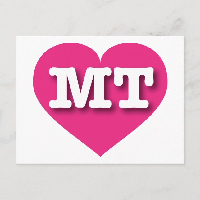 Montana Hot Pink Heart - I love MT Postcard (Front)