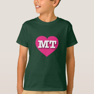 Montana Hot Pink Heart - I love MT T-Shirt