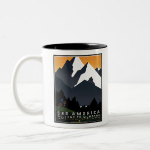 Montana Landscape Art Unedited Vintage Photos Old Two-Tone Coffee Mug