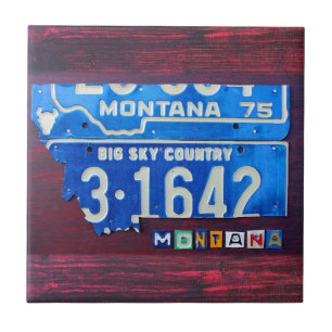 Montana License Plate Map Ceramic Tile