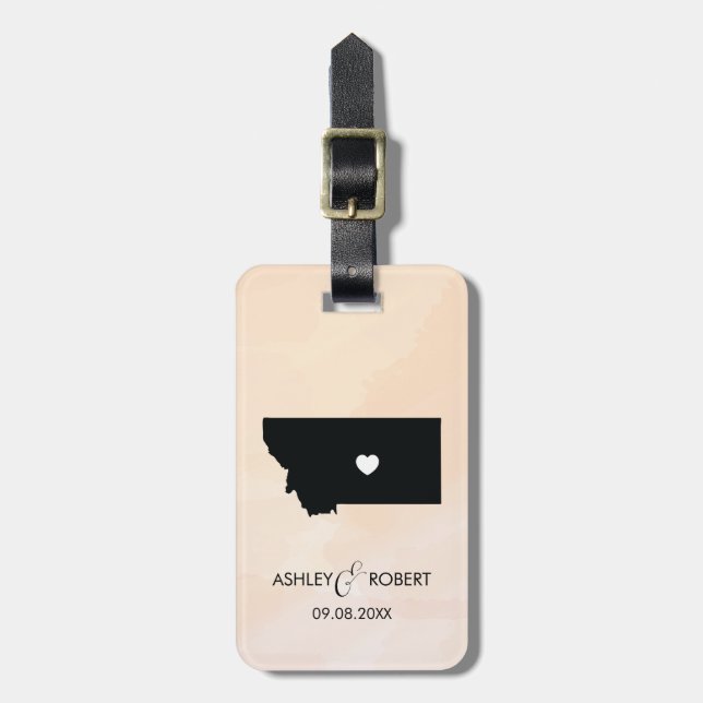 Montana Map Wedding Luggage Tag, Couple's Name Tag (Front Vertical)