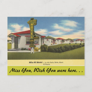 Montana, Mile-Hi Motel, Butte Postcard