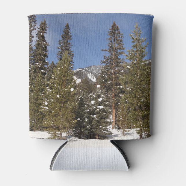 Montana Mountain Trails in Winter Landscape Photo Can Cooler (Front)