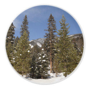 Montana Mountain Trails in Winter Landscape Photo Ceramic Knob