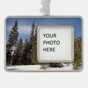 Montana Mountain Trails in Winter Landscape Photo Silver Plated Framed Ornament
