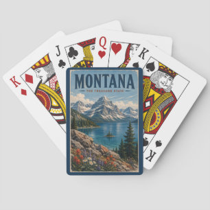 Montana Mountains Illustration Travel Art Vintage Playing Cards