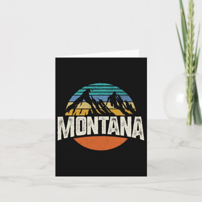 Montana Mountains Retro Design Hiking Mt  Card (Front)