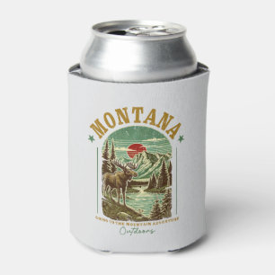Montana Nature Scene – Wildlife, Mountains, River  Can Cooler