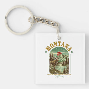 Montana Nature Scene – Wildlife, Mountains, River  Key Ring