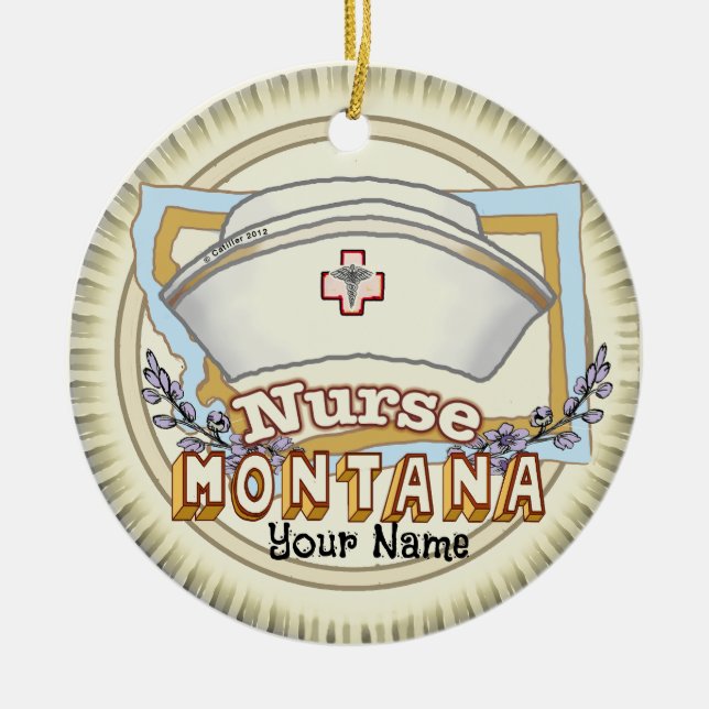 Montana Nurse Ceramic Tree Decoration (Front)