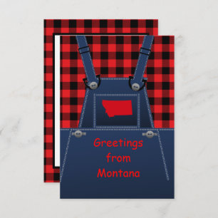 Montana Overalls Buffalo Plaid Greeting Card