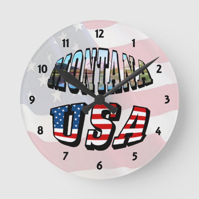 Montana Picture and USA Text Clock (Front)