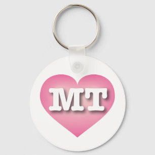 Montana Pink Fade Heart - I love MT Key Ring