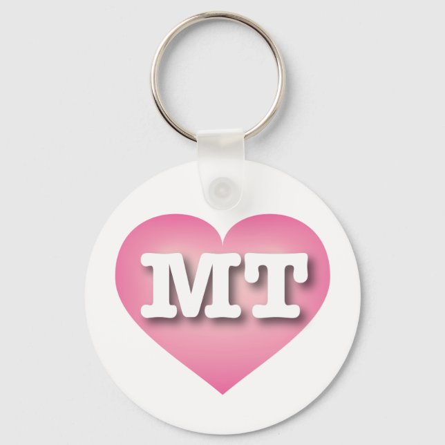 Montana Pink Fade Heart - I love MT Key Ring (Front)