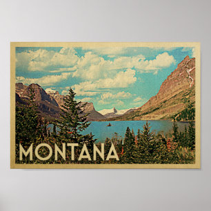 Montana Poster - Lake Vintage Travel Poster
