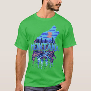 Montana Retro Vintage Mountain Outdoors Wolf T-Shirt