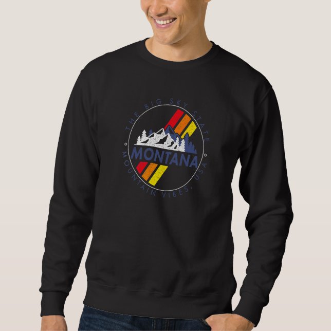 Montana Retro Vintage Outdoors Mountain Graphic Sweatshirt (Front)